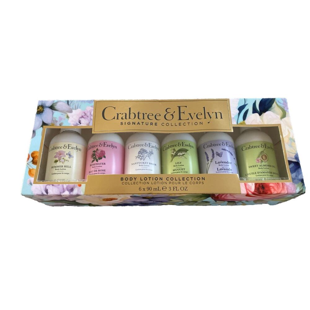 Crabtree & Evelyn SIGNATURE COLLECTION Body Lotion Gift Set 6 Scents 3oz NEW